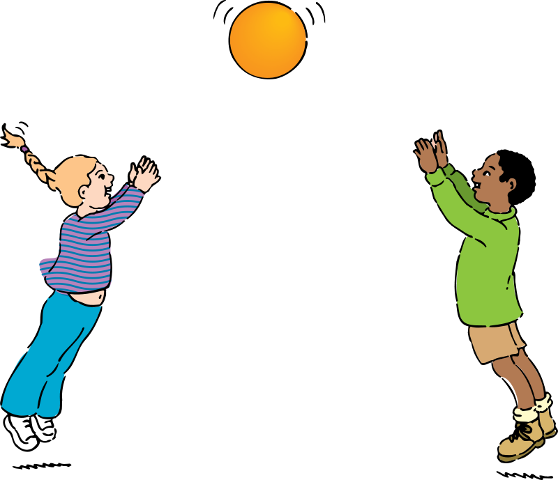Clipart mit zwei Ball spielenden Kindern